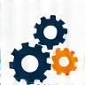 Execution icon with interconnected gears